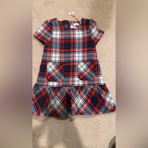 Plaid Short Sleeve Dress with Pockets